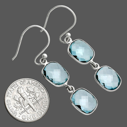 Sky Blue Topaz Checker Briolette Earrings E-1006 SDE89472