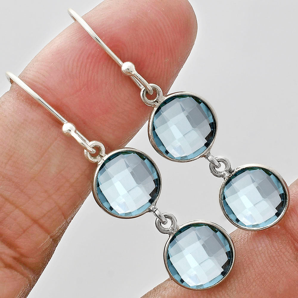 Sky Blue Topaz Checker Briolette Earrings E-1006 SDE89477