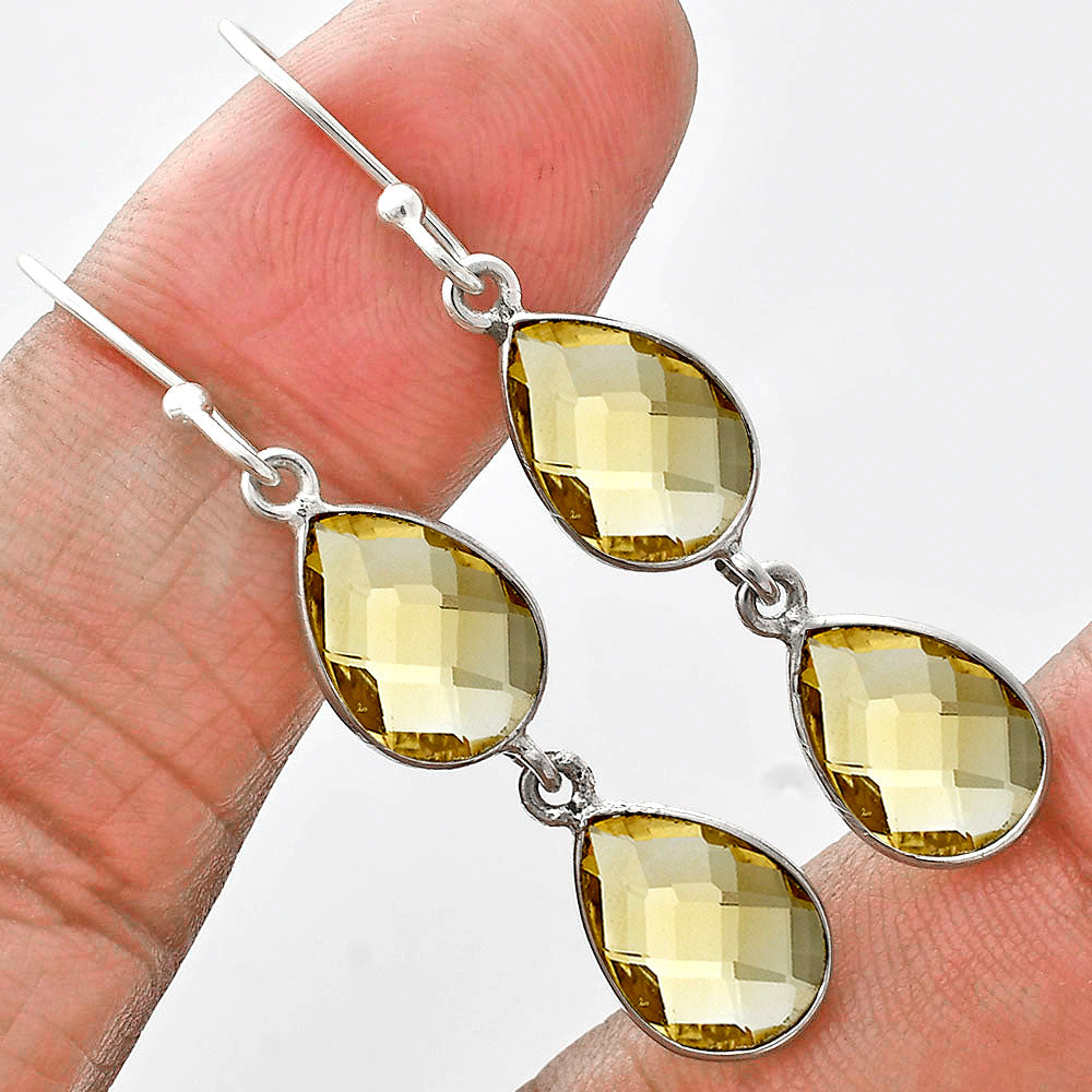 Natural Citrine Checker Briolette Earrings E-1006 SDE89483