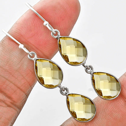 Natural Citrine Checker Briolette Earrings E-1006 SDE89483