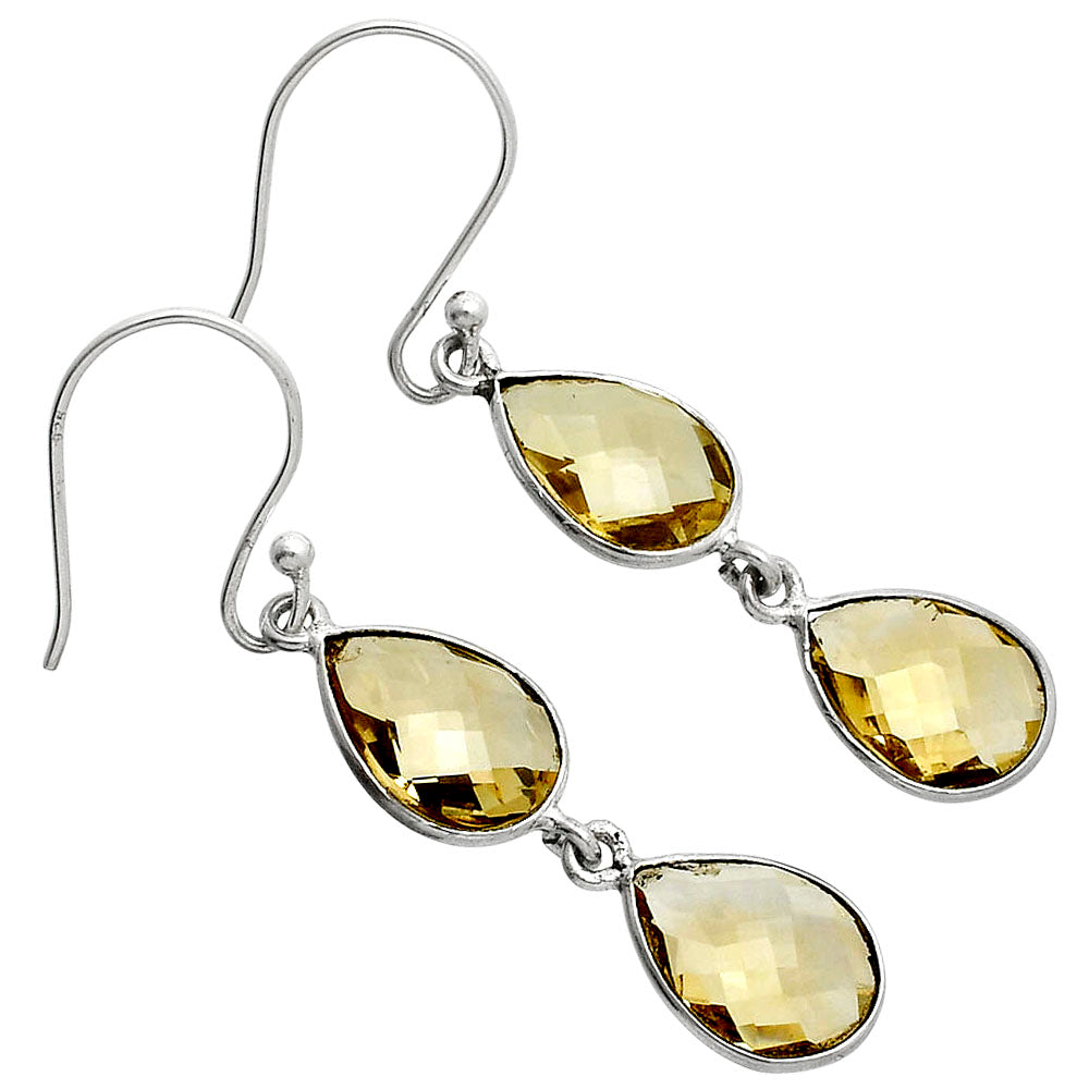 Natural Citrine Checker Briolette Earrings E-1006 SDE89483