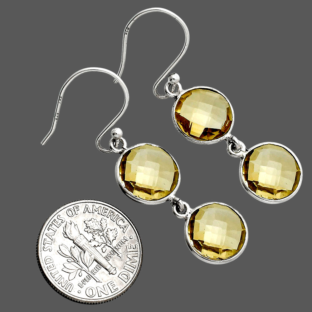 Natural Citrine Checker Briolette Earrings E-1006 SDE89485