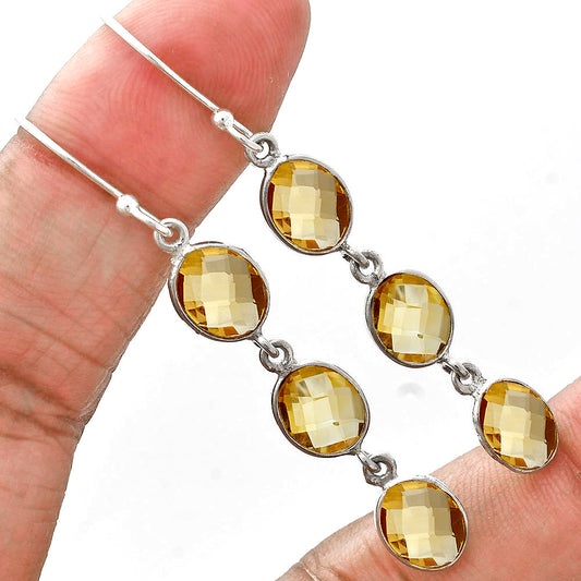Natural Citrine Checker Briolette Earrings E-1007 SDE89512