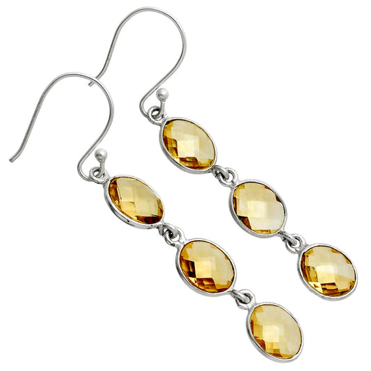 Natural Citrine Checker Briolette Earrings E-1007 SDE89512