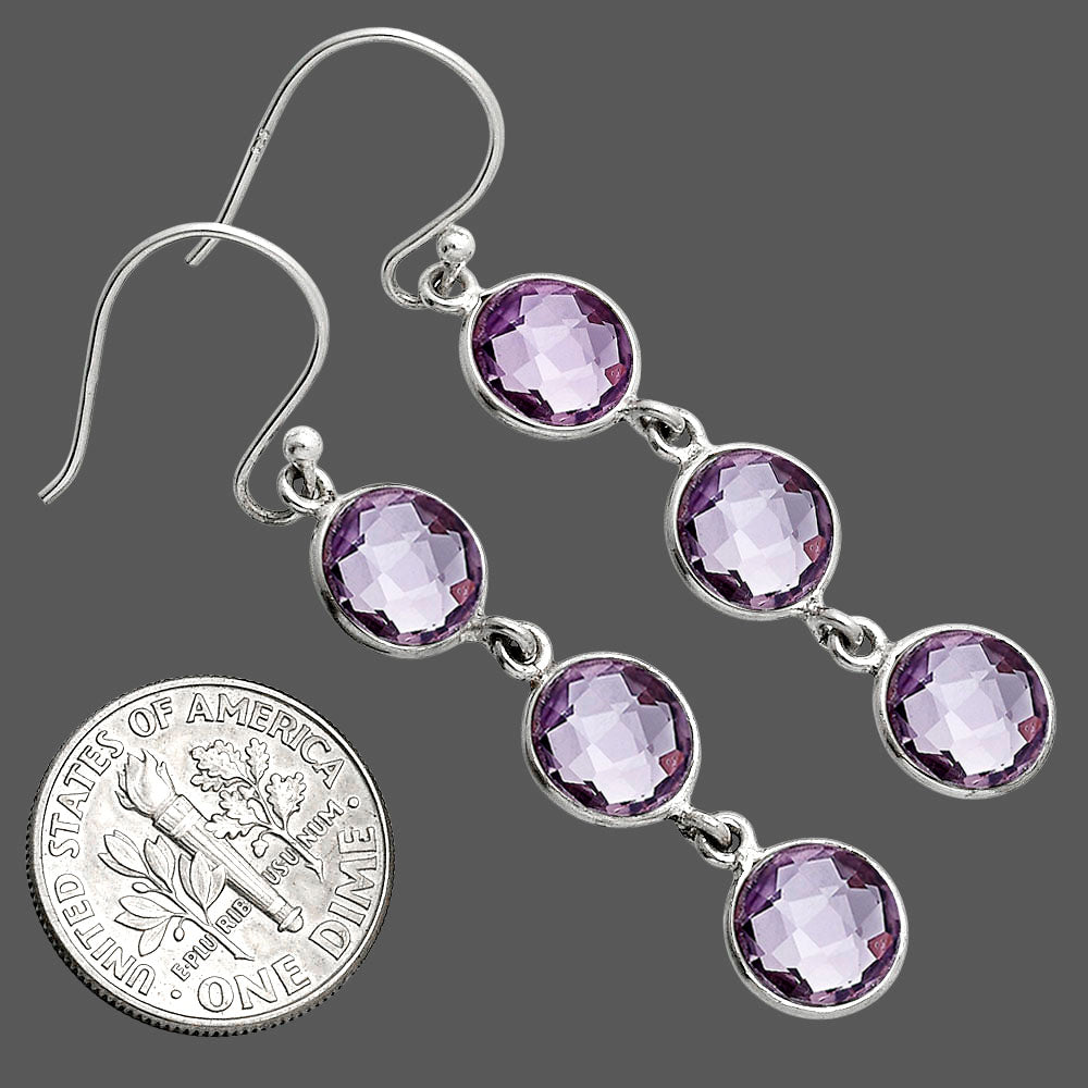 Amethyst Checker Briolette - Brazil Earrings E-1007 SDE89513