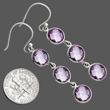 Amethyst Checker Briolette - Brazil Earrings E-1007 SDE89513