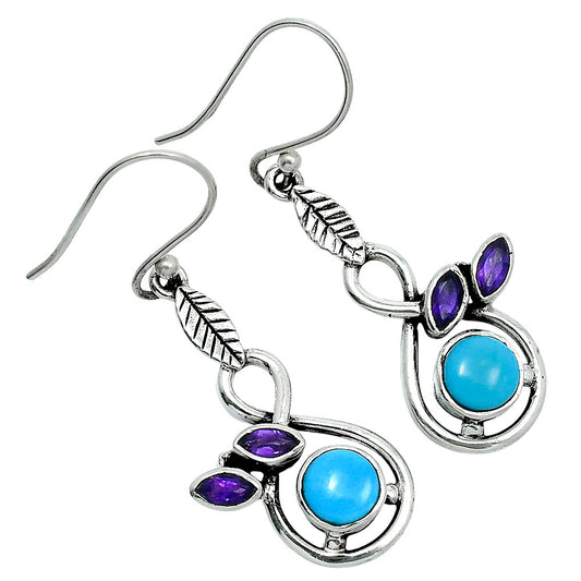 Sleeping Beauty Turquoise & Amethyst Earrings T-1013 SDE89514