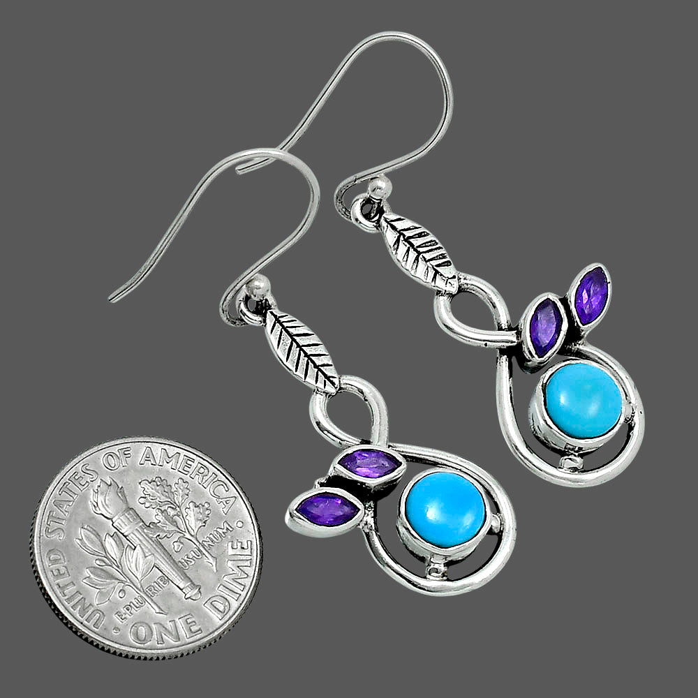 Sleeping Beauty Turquoise & Amethyst Earrings T-1013 SDE89514