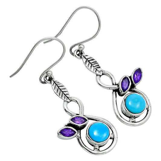Sleeping Beauty Turquoise & Amethyst Earrings T-1013 SDE89514