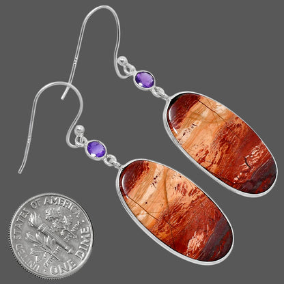 Natural Snake Skin Jasper & Amethyst Earrings E-1002 SDE89771