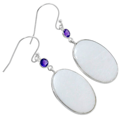 Natural White Scolecite & Amethyst Earrings E-1002 SDE89783