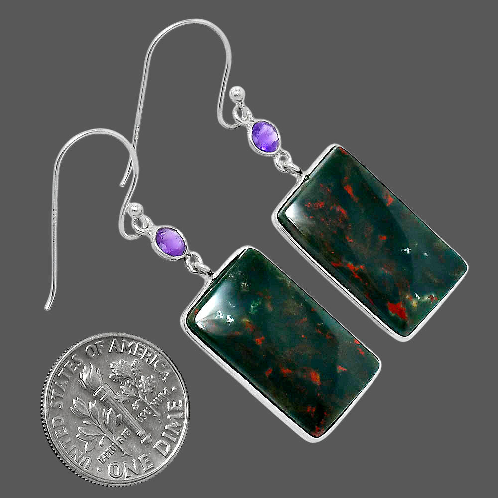 Blood Stone - India & Amethyst Earrings E-1002 SDE89786