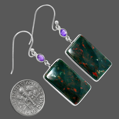 Blood Stone - India & Amethyst Earrings E-1002 SDE89786