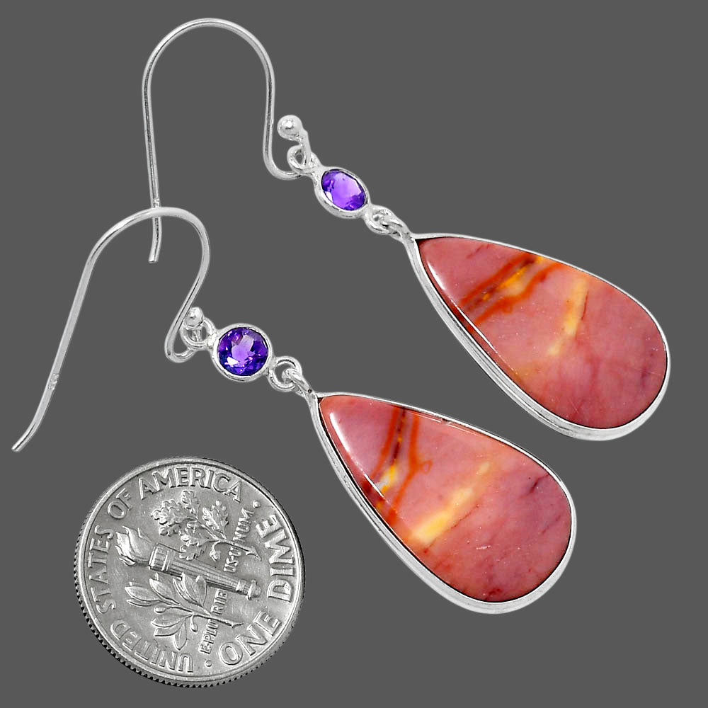 Natural Red Mookaite & Amethyst Earrings E-1002 SDE89793