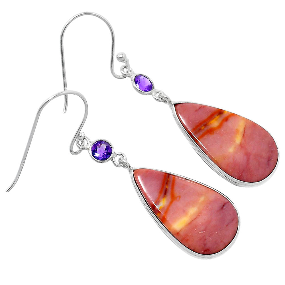Natural Red Mookaite & Amethyst Earrings E-1002 SDE89793