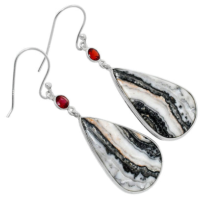 Natural Prairie Agate & Garnet Earrings E-1002 SDE89816