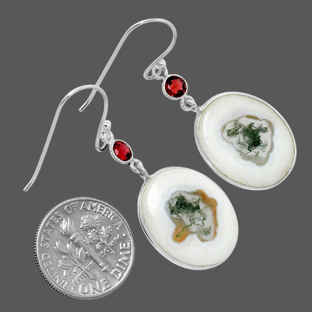 Horse Canyon Moss Agate & Garnet Earrings E-1002 SDE89819