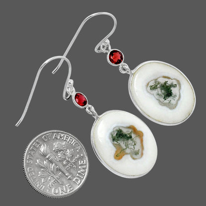 Horse Canyon Moss Agate & Garnet Earrings E-1002 SDE89819