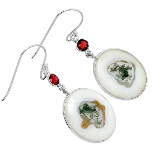 Horse Canyon Moss Agate & Garnet Earrings E-1002 SDE89819