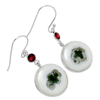 Horse Canyon Moss Agate & Garnet Earrings E-1002 SDE89820