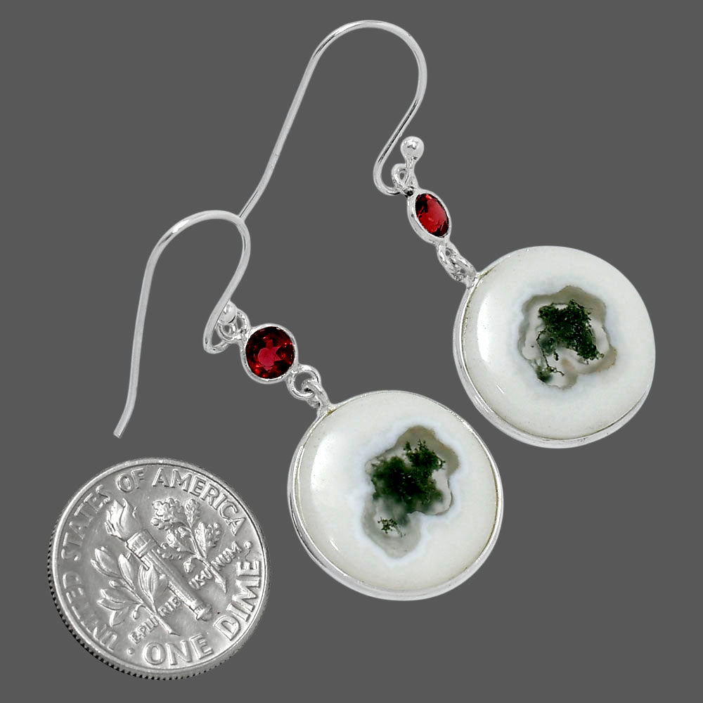 Horse Canyon Moss Agate & Garnet Earrings E-1002 SDE89820