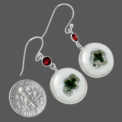 Horse Canyon Moss Agate & Garnet Earrings E-1002 SDE89820