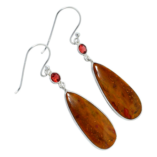 Natural Red Moss Agate & Garnet Earrings E-1002 SDE89834