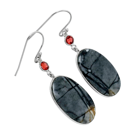 Natural Picasso Jasper & Garnet Earrings E-1002 SDE89847