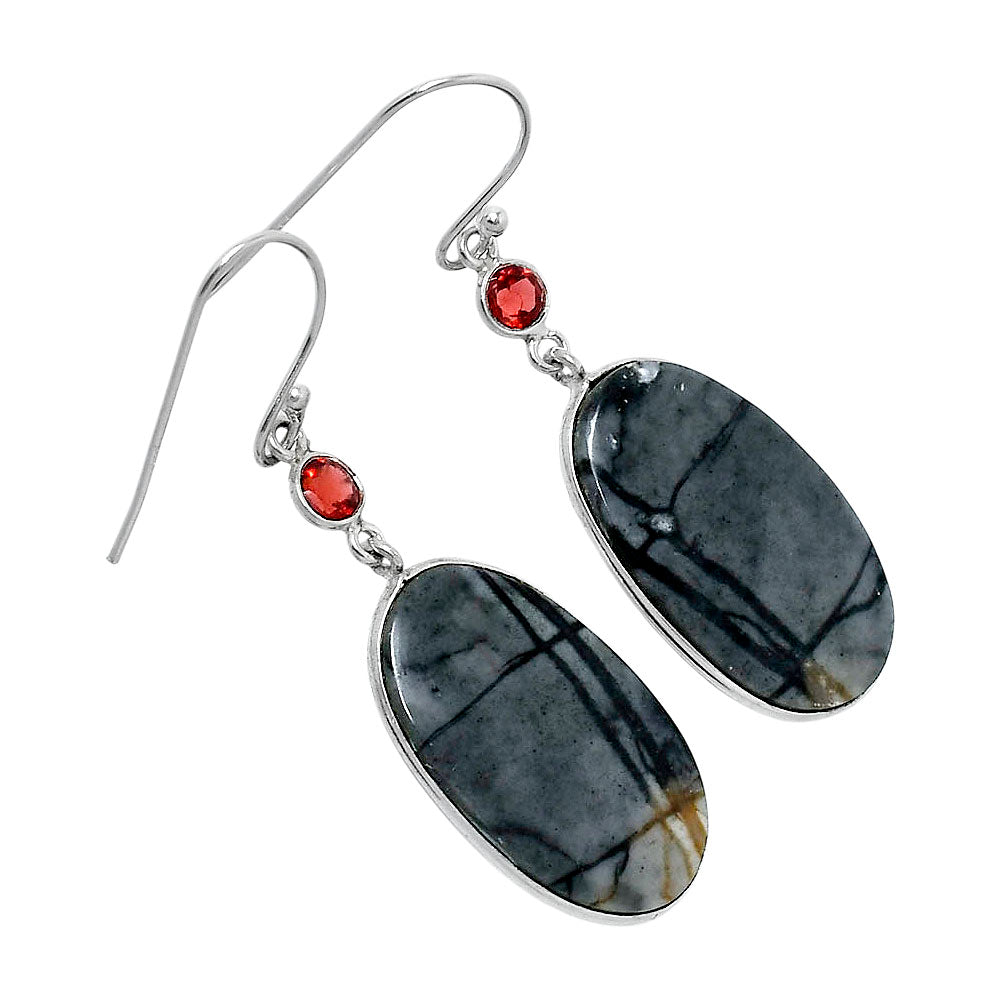 Natural Picasso Jasper & Garnet Earrings E-1002 SDE89847