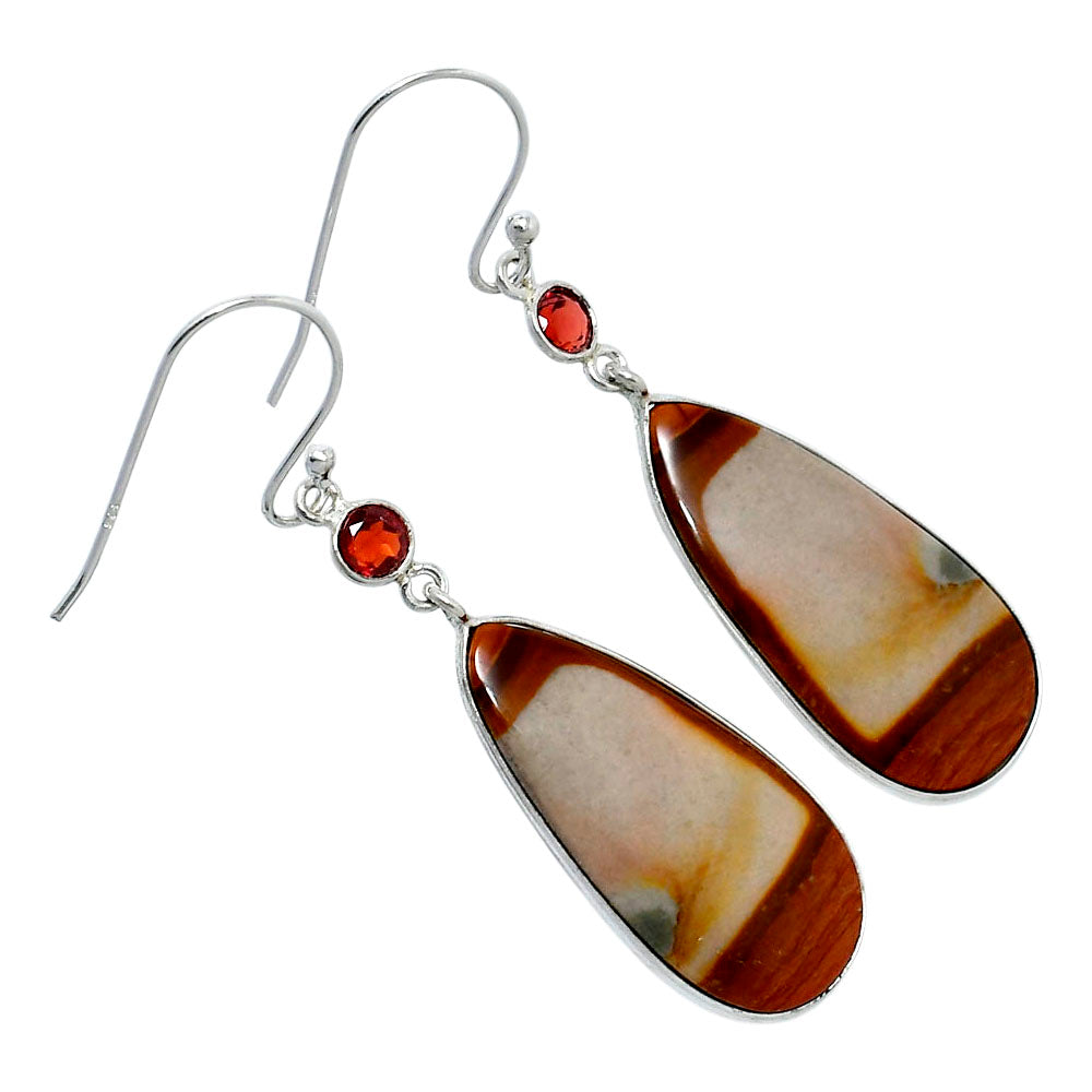 Natural Polygram Jasper & Garnet Earrings E-1002 SDE89862