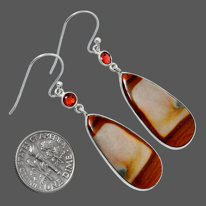 Natural Polygram Jasper & Garnet Earrings E-1002 SDE89862