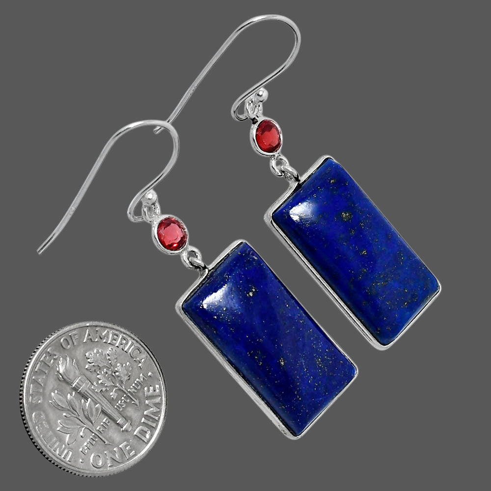 Lapis Lazuli - Afghanistan & Garnet Earrings E-1002 SDE89863