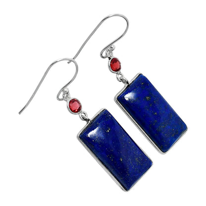 Lapis Lazuli - Afghanistan & Garnet Earrings E-1002 SDE89863
