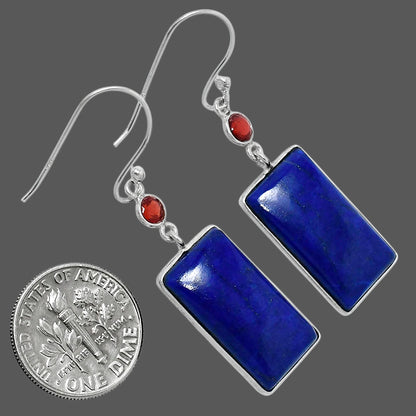 Lapis Lazuli - Afghanistan & Garnet Earrings E-1002 SDE89869