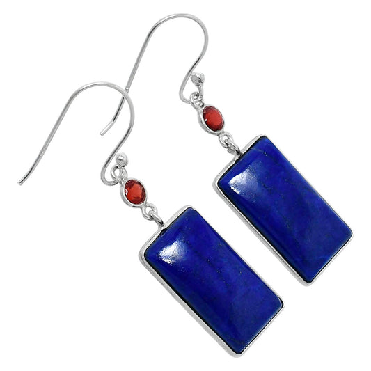 Lapis Lazuli - Afghanistan & Garnet Earrings E-1002 SDE89869