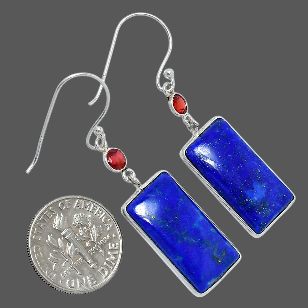 Lapis Lazuli - Afghanistan & Garnet Earrings E-1002 SDE89871