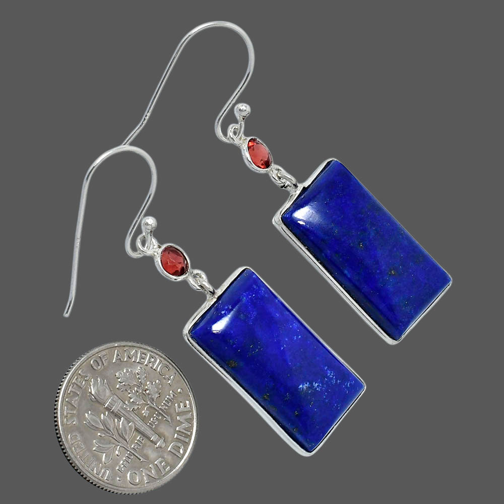 Lapis Lazuli - Afghanistan & Garnet Earrings E-1002 SDE89872