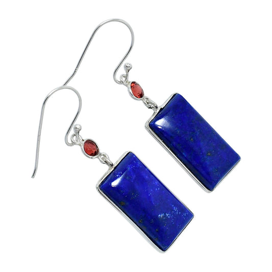 Lapis Lazuli - Afghanistan & Garnet Earrings E-1002 SDE89872