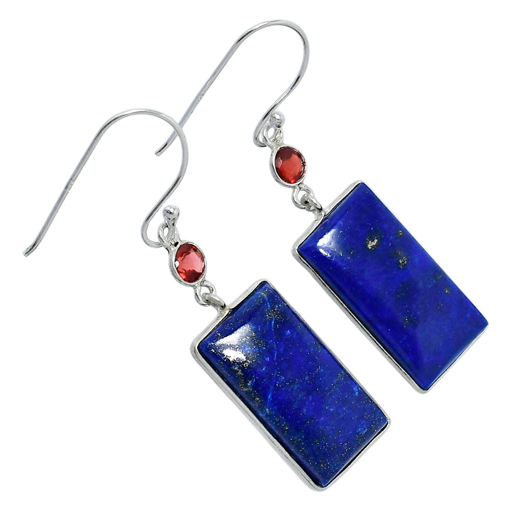 Lapis Lazuli - Afghanistan & Garnet Earrings E-1002 SDE89873