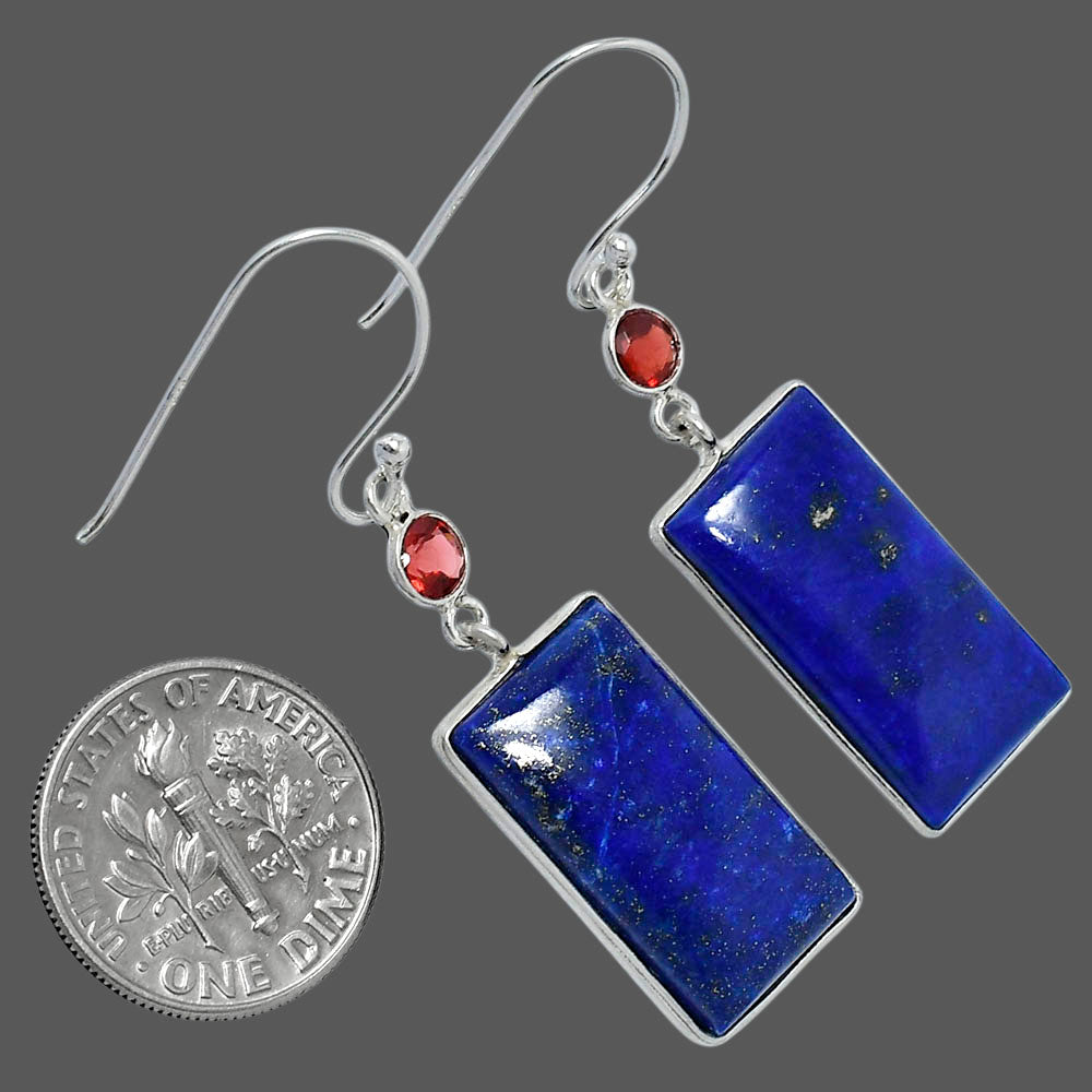 Lapis Lazuli - Afghanistan & Garnet Earrings E-1002 SDE89873