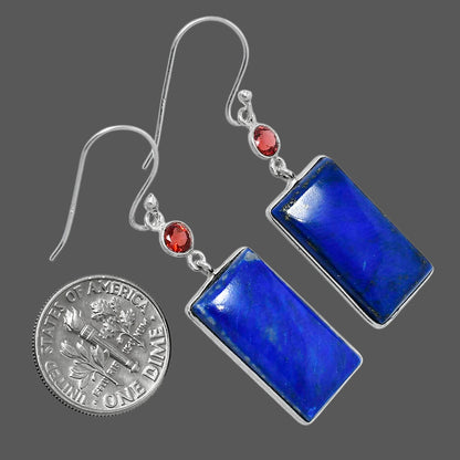 Lapis Lazuli - Afghanistan & Garnet Earrings E-1002 SDE89874