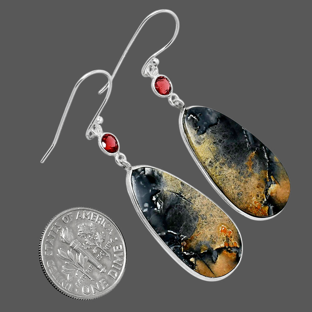 Maligano Jasper - Indonesia & Garnet Earrings E-1002 SDE89910