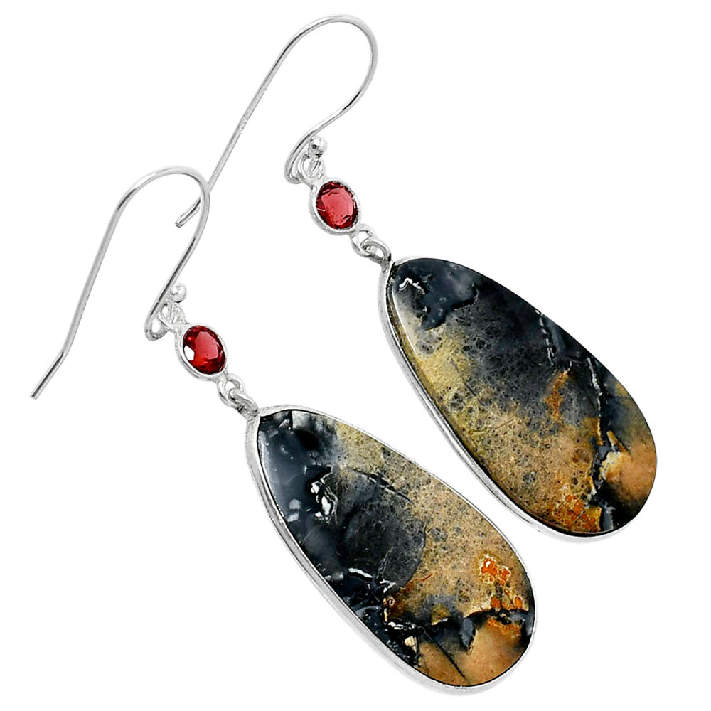 Maligano Jasper - Indonesia & Garnet Earrings E-1002 SDE89910