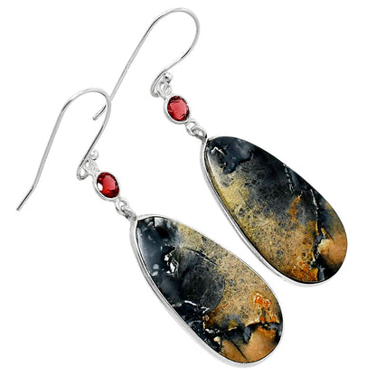 Maligano Jasper - Indonesia & Garnet Earrings E-1002 SDE89910