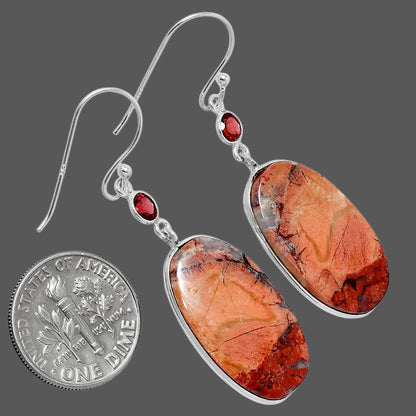 Natural Snake Skin Jasper & Garnet Earrings E-1002 SDE89920