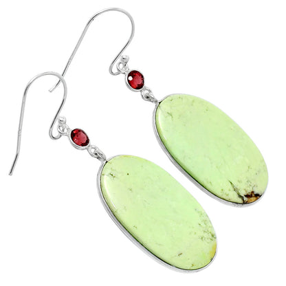 Natural Lemon Chrysoprase & Garnet Earrings E-1002 SDE89922