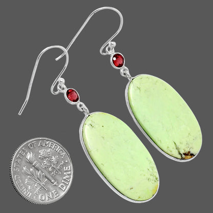 Natural Lemon Chrysoprase & Garnet Earrings E-1002 SDE89922