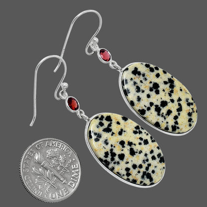 Natural Dalmatian & Garnet Earrings E-1002 SDE89931