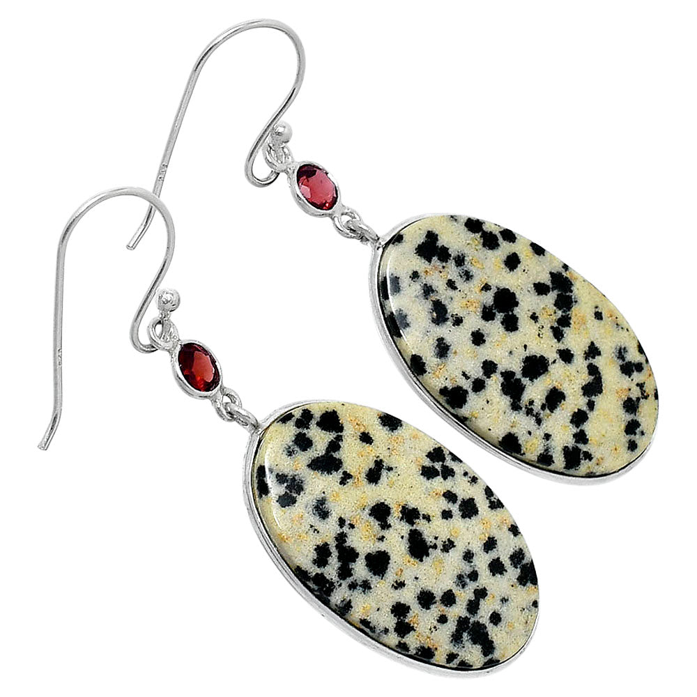 Natural Dalmatian & Garnet Earrings E-1002 SDE89931