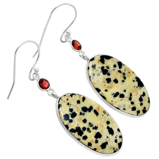 Natural Dalmatian & Garnet Earrings E-1002 SDE89932